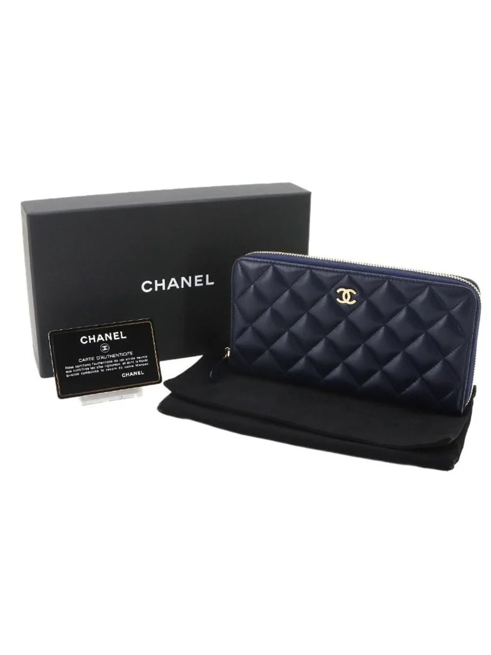 Chanel Quilted Classic Long Zip Wallet Zip Around Lambskin